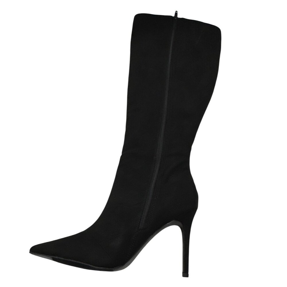 INC international Concept Size 9.5  Below Knee 4" Faux Suede Boots Black - Picture 12 of 16